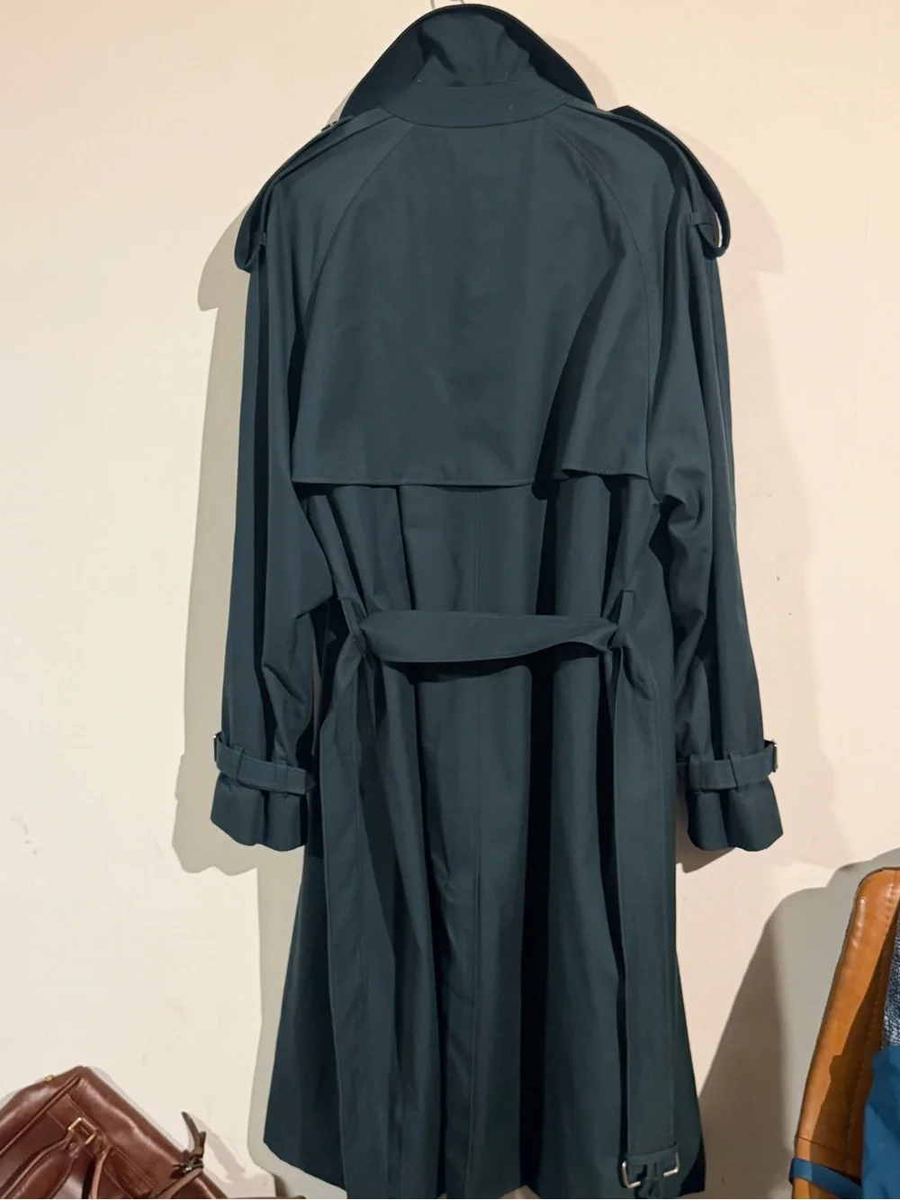 Burberry Men’s Teal Trench Coat with Signature Plaid Lining